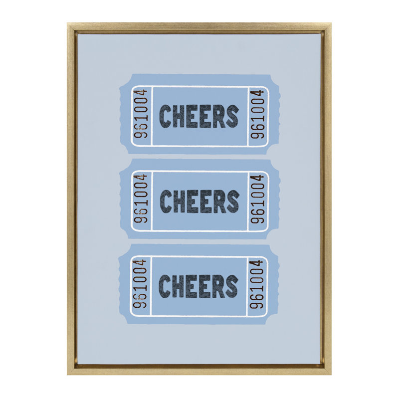 "Cheers" rose rouge par Alli Standefer, impression sur toile encadrée, Or vif, Bleu