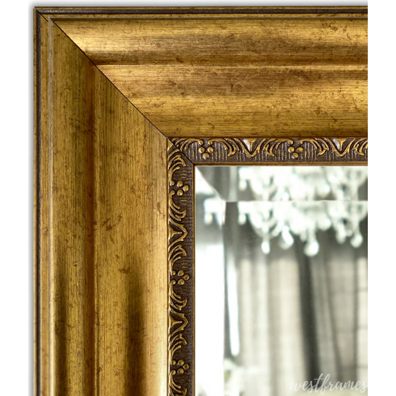 Stella Modern Vintage Ornate Framed Wall Mirror, 33.5" x 27.5", Gold
