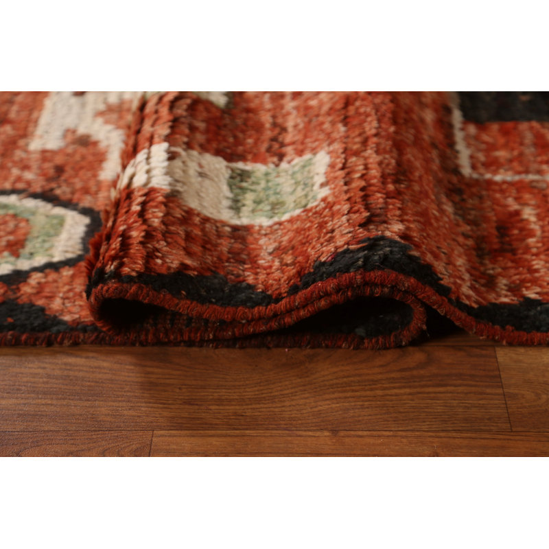 Tapis rouille en laine noué à la main de conception unique 6 pi 8 po x 10 pi New Age