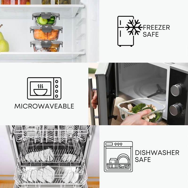 30 contenants en verre pour aliments, Gris