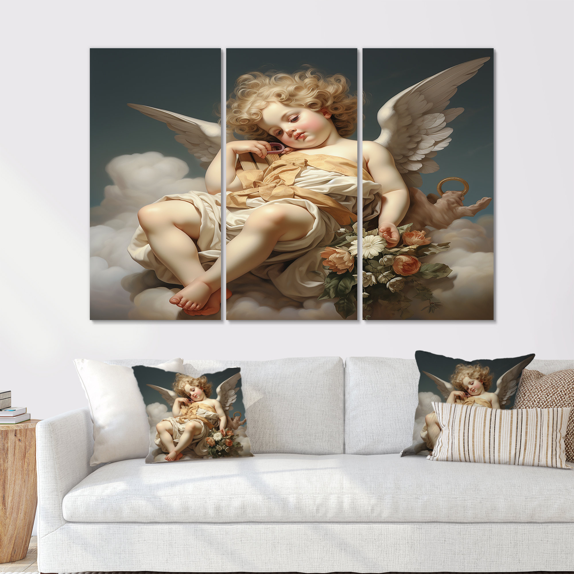 Design Art Cherub Angel Dreaming - Wings Angel Wall Art Set - Wayfair