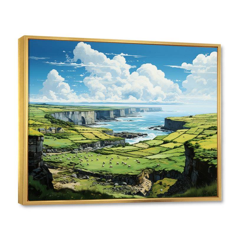 " Ireland Emerald Isle This IV ", H 16 po x l 32 po x P 1 po, Cadre flottant doré