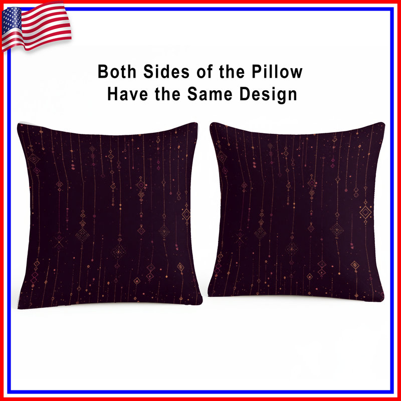 Coussin décoratif géométrique, formes abstraites à double face, 14 X 14 pouces