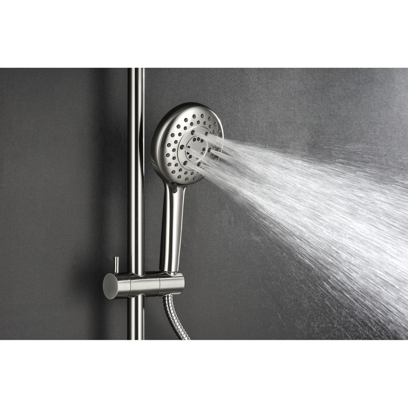 Brushed Nickel : 10" Rain Showerhead, 4 Hand Shower, Adjustable Slide Bar, Soap Dish For Bathroom Rainfall Showerhead Installation With In