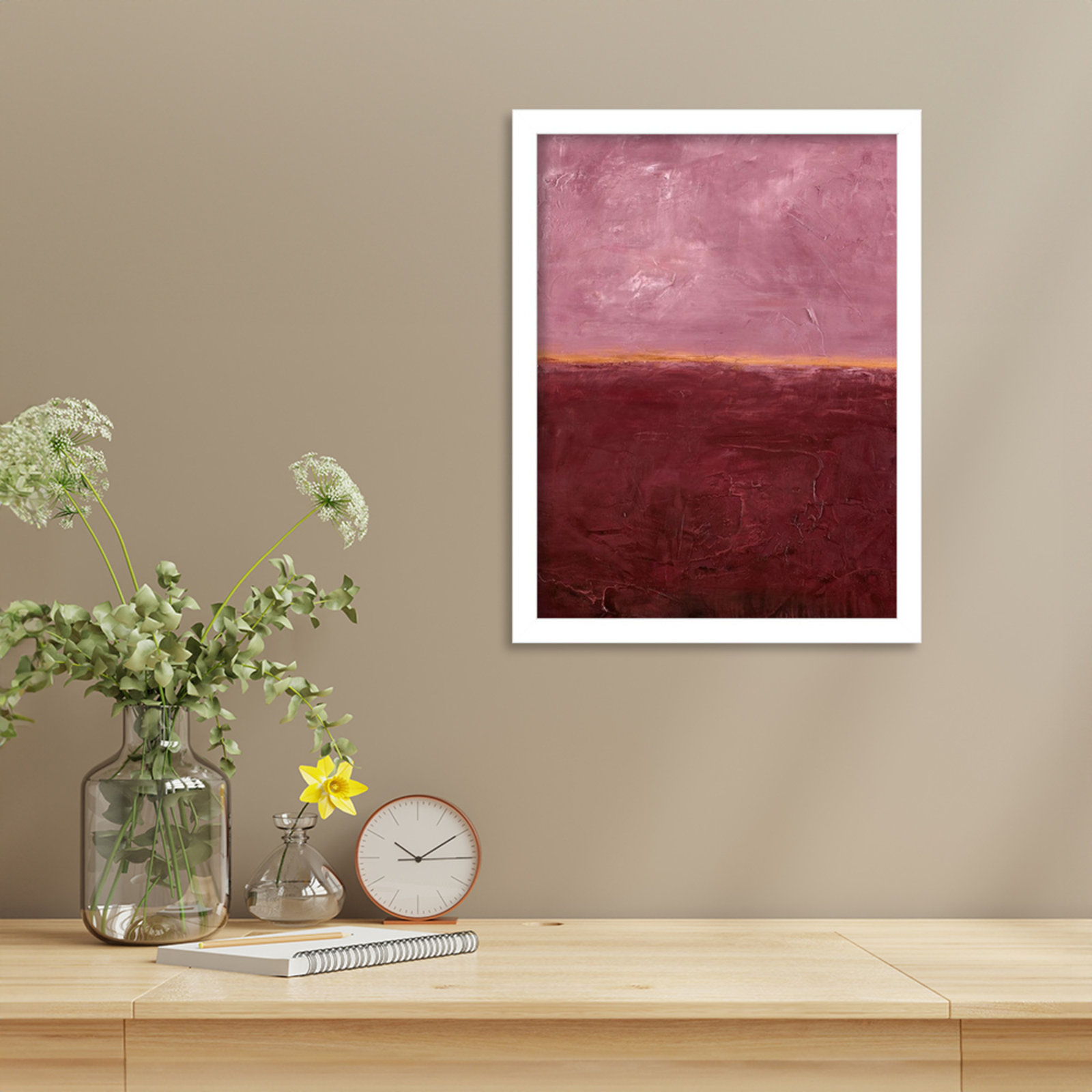 Edge Rose Print by Design Fabrikken, White, 17" H x 13" W