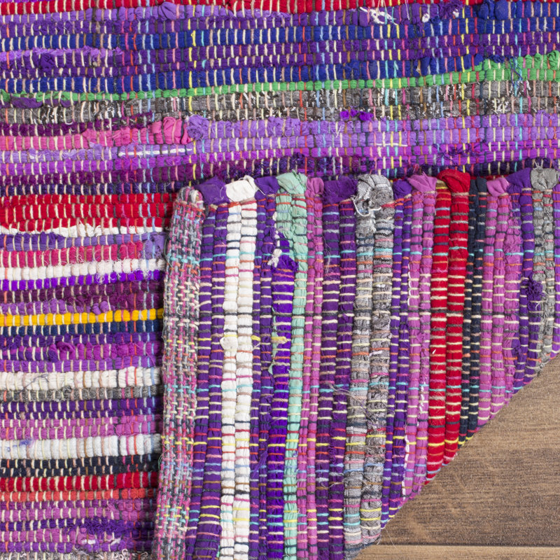 Fales Rag Rug Hand Woven Cotton Striped Rug, Rectangle 3' x 5'