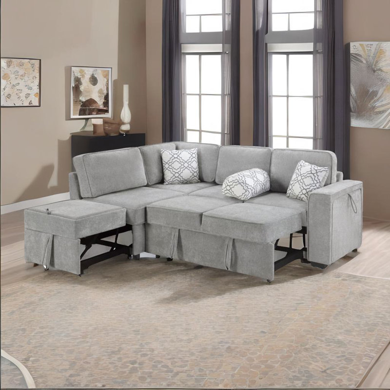 Canapé-lit modulaire convertible, Gris clair