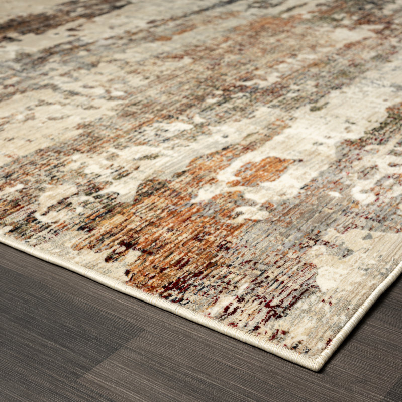 Rehedul Abstract Area Rug in Beige, Runner 2'3" x 7'8"