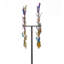 Colorful Blooms Metal Wind Spinner with Red and Blue Acrylic Discs