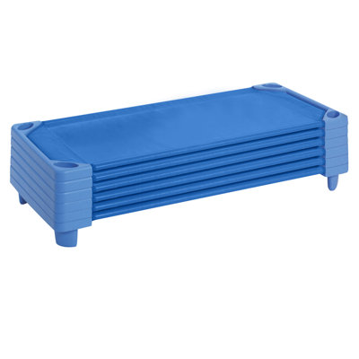 ECR4Kids Streamline Cot, Ready-To-Assemble, Standard Size, Daycare Essentials, Blue, 6-Pack