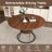 Extendable Round Table – 43" to 59" with Storage Shelf, Walnut & Black Metal, Seats 4-6