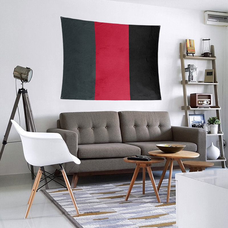 Tapisserie de polyester Las Vegas, H 88 po x l 104 po, Gris acier / rouge / noir