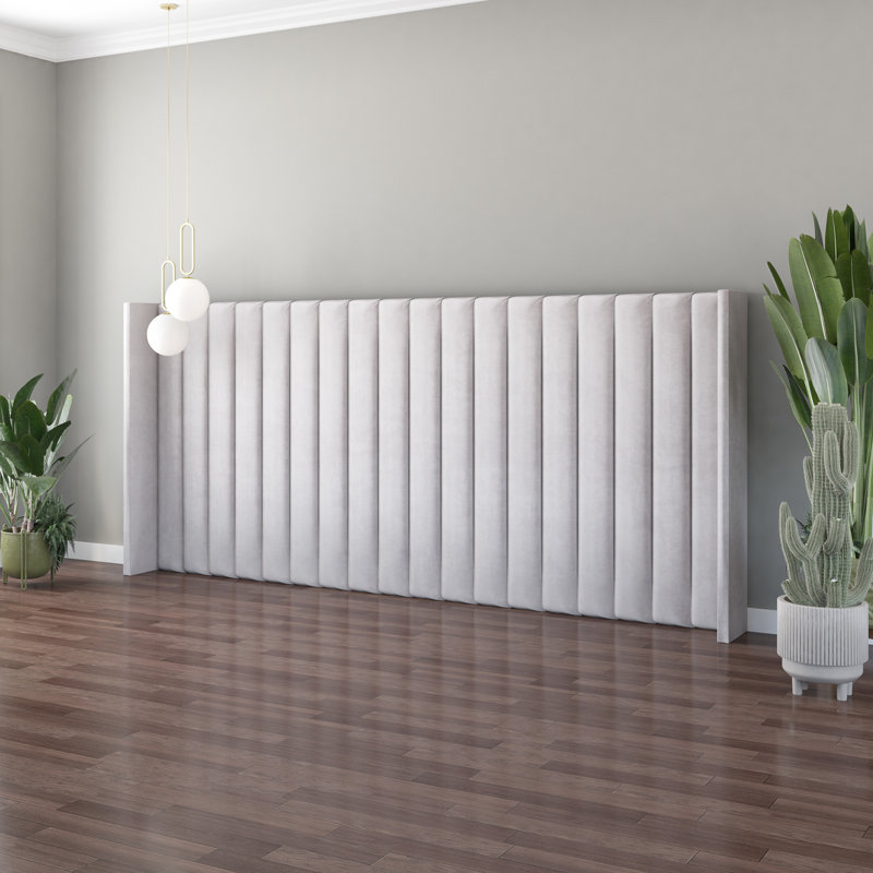 Arye Upholstered Headboard, Light Silver