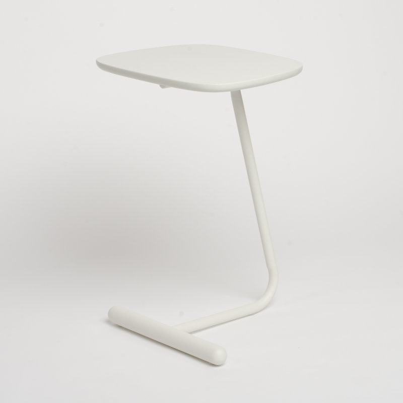 Table-plateau en acier System C avec plateau en bois, base en acier, Blanc