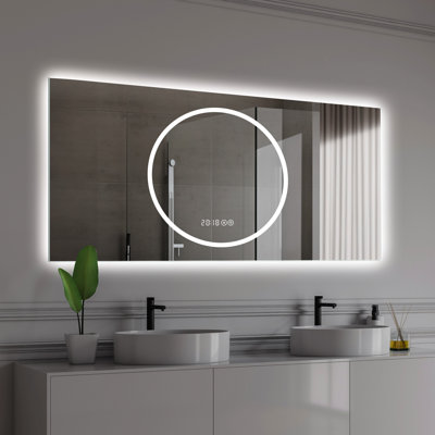 Wall Mounted 48X24 Inch Bathroom Mirror With Led Lights, Fog, 3 Colors And 6 Level Dimmable, Long-Lasting, -, Crystal-Clear Reflection Secure Mounting