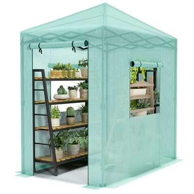 Pop Up Walk-in Greenhouse For Outdoors,protable Greenhouse With Roll-up Door