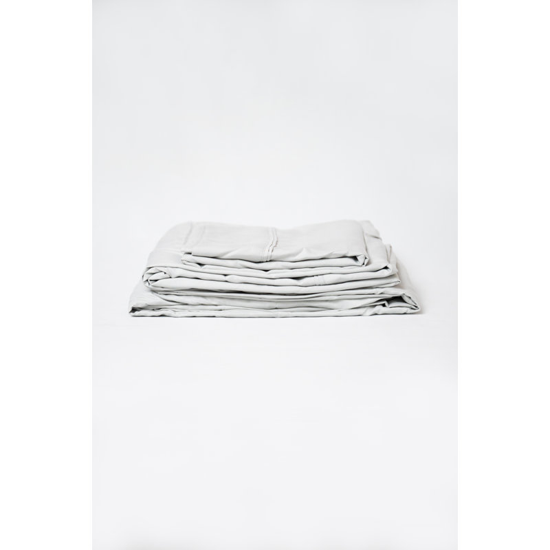 Omne Sleep 4-Piece Microplush And Bamboo Flex Head Hypoallergenic Sheet Set, Queen Sheet Set, Pewter
