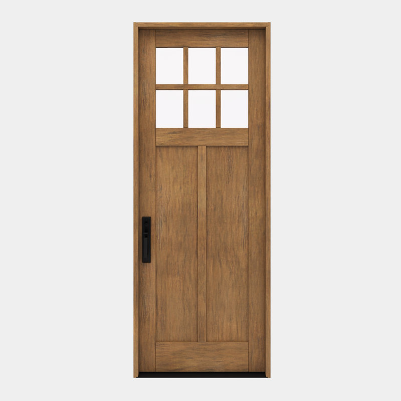 CRF-P2G6-SW-96 | Porte simple 96 po, extérieur pré-suspendu RTA, 2 panneaux SDL 6 Lite, bois d'acajou brut