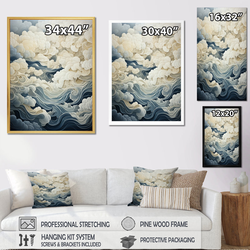 " Clouds Grey Skies I ", Silver Picture Framed, 44" H x 34" W x 1.5" D
