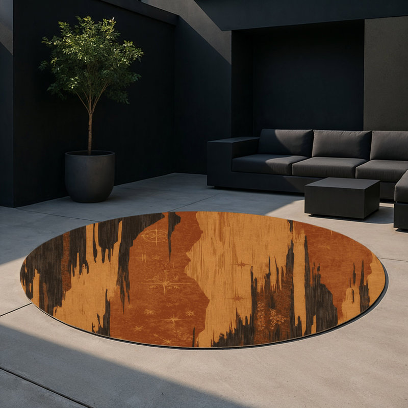 Cascading Hues Indoor And Outdoor Area Rug, Round 5'