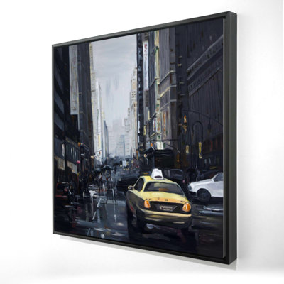 New York in the Dark Gray Industrial Framed Canvas | Home Decor