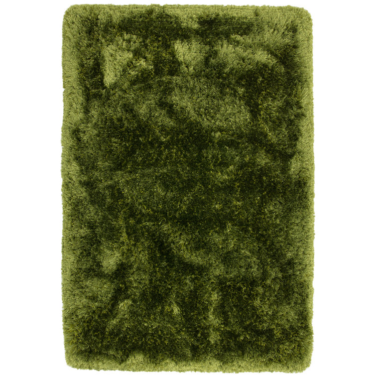 Plush Deep Pile Shaggy Green Rug