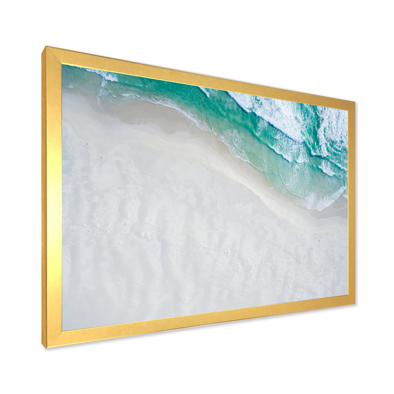 Vue aérienne de Ocean Beach V - reproduction sur toile, H 8 po x l 12 po x P 1 po, Cadre doré à coins fermés
