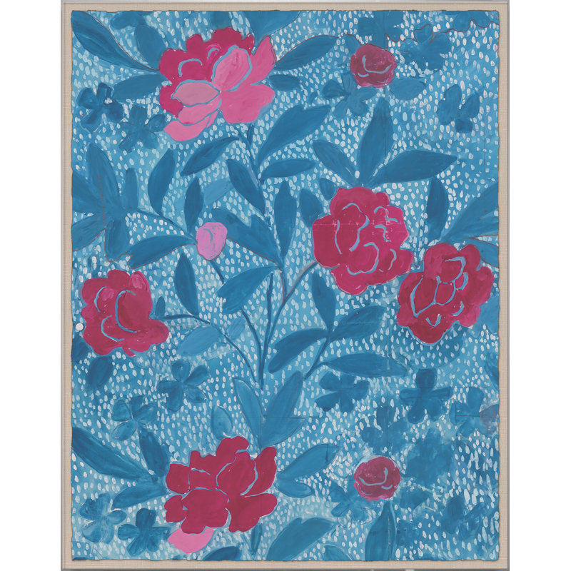 Floral Blue Print by Paule Marrot, Acrylic Box, 56" H x 44" W x 1.25" D