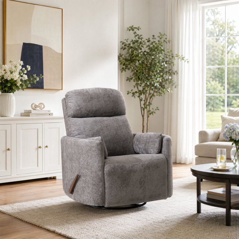Oversized Swivel Recliner Chair With Massage And Heat,  Dark Grey, Gray