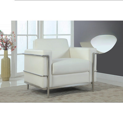Fauteuil de direction en similicuir Executive, fauteuil de salon rembourré en métal chromé, blanc