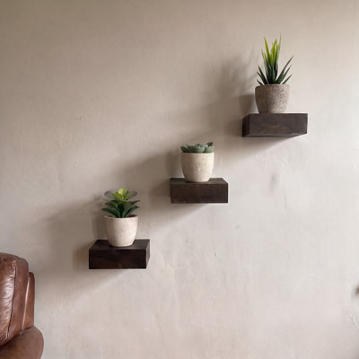 Sylven 3 Piece Rustic Reclaimed Wood Floating Shelves for Wall, Small Shelf for Bedroom, Living Room, Kitchen, Bathroom Decor