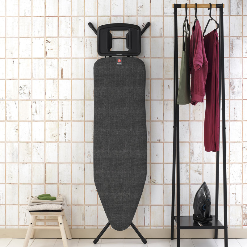 Brabantia Size B Medium Ironing Board with Solid Steam Iron Rest, Denim Black