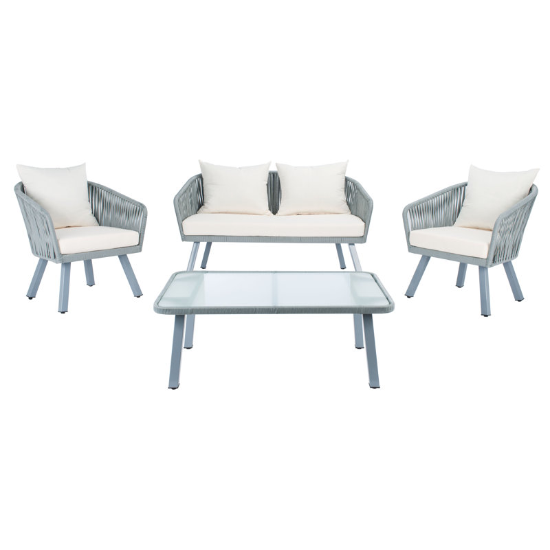 Humboldt 4 - Person Patio Conversation Set with Cushions, Gray/Beige