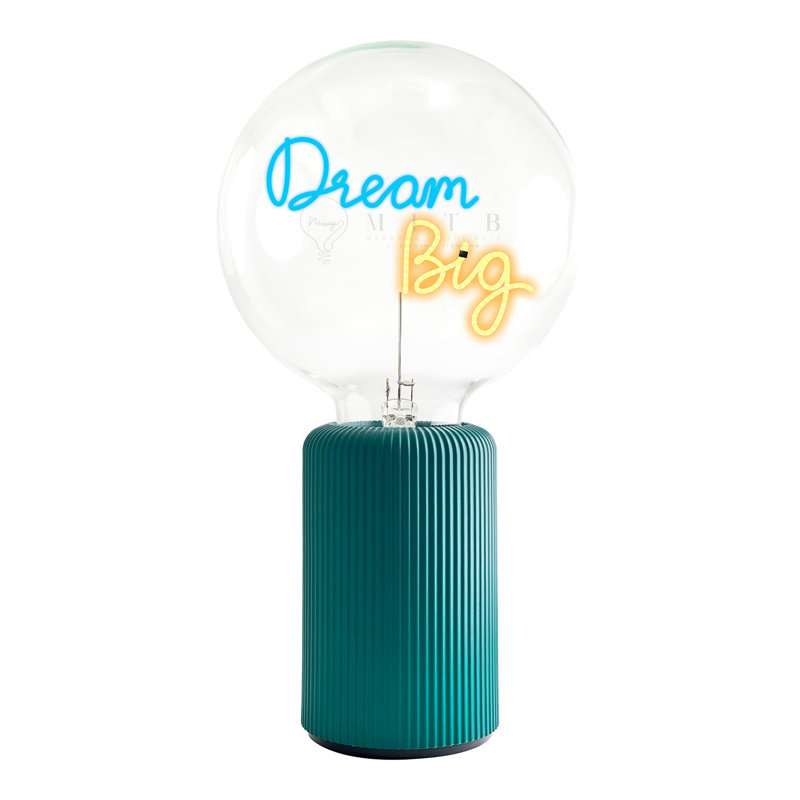 Ampoule DREAM BIG bleu / ambre avec base de lampe de table PORTABLE Pop Nomad, Vert, H 19 po x l 4,92 po x P 13 po