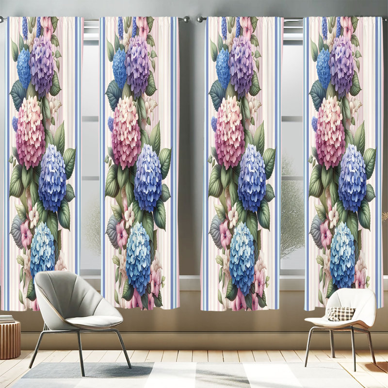 Ensemble de 4 rideaux floraux Ambesonne, L 56 po x L 95 po