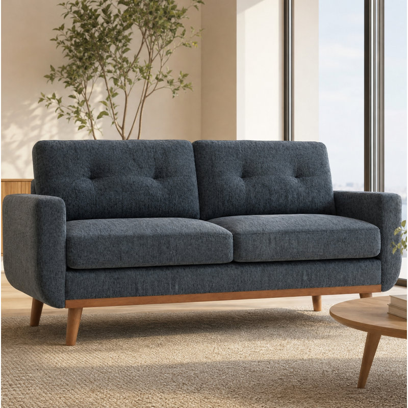 67.7" Wide Mid-Century Modern Upholstered Tufted Loveseat Sofa