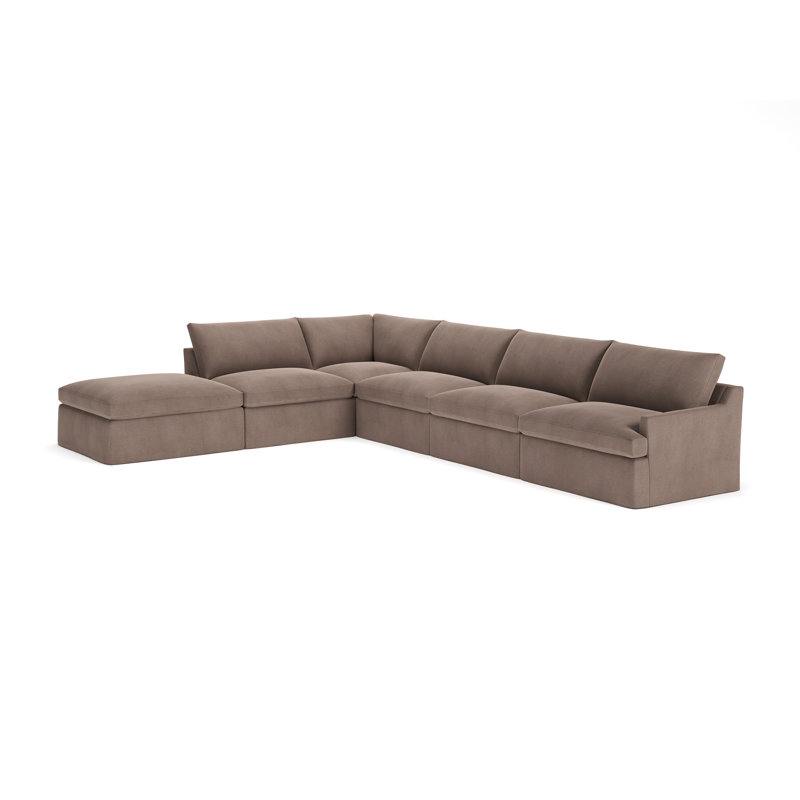 Canapé modulaire 6 pièces Wrenley, Tissage natté ivoire Drusky Sustain®, Orienté à gauche (vu de face)