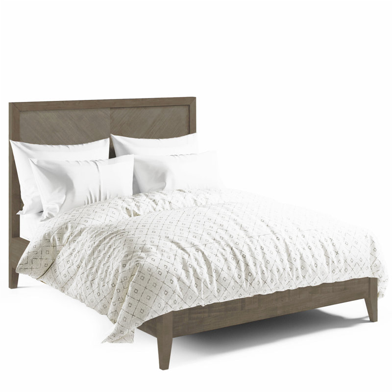 Lit plateforme en bois massif Peloquin, Grand, Gris