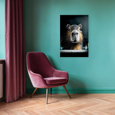 Capybara Bath Time Contemporary Wall Art
