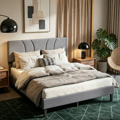 Platform Bed with Headboard, Modern Queen Size Bed Frame, No Box Spring Needed