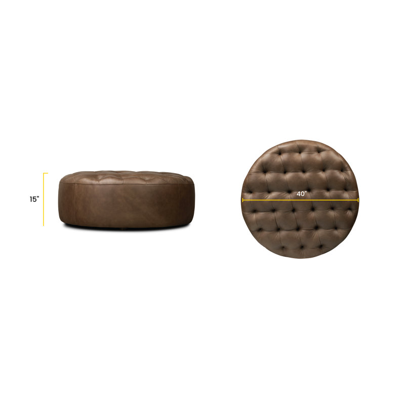 Ascot Full-Grain Genuine Italian Leather Ottoman, Cocoa Brown