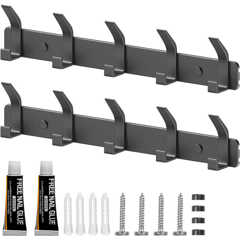 Pasuruan Metal Wall 10 - Hook Wall Mounted Coat Rack