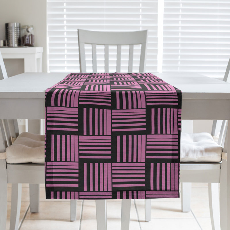 Fractured Stripes Table Runner, 16" x 90", Dark Teal/Black