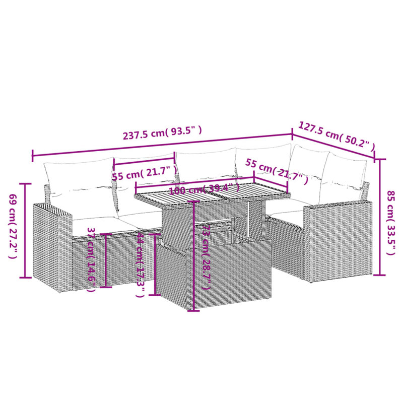 Vidaxl Garden Sofa Set Grey