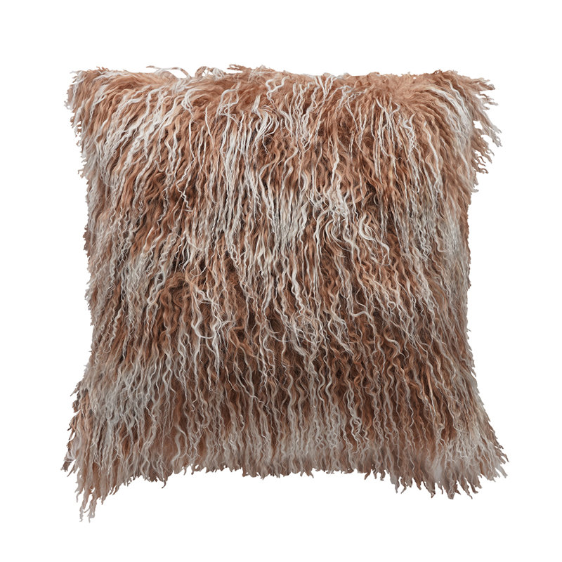 Tibetan Microsuede Throw Pillow, 20" x 20", Champagne Tipped, Solid Color