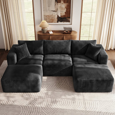 Boneless 112'' Corduroy Black Sofas 