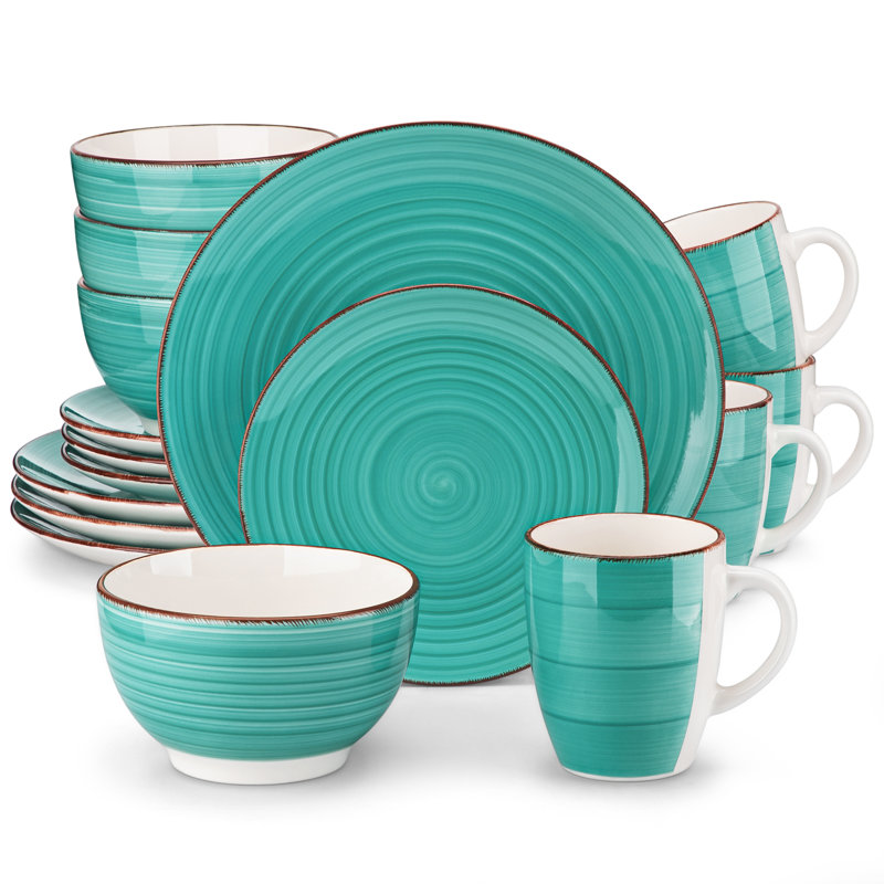 BELLOAER 16 Piece Dinnerware Set, Service for 4, Green