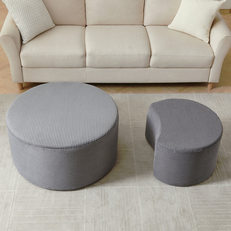 Ensemble de 2 tables basses gigognes pour le salon, ensemble de 2 tables basses rondes en mousse pour le salon, repose-pieds avec table d'appoint ronde moderne en mousse, sans assemblage