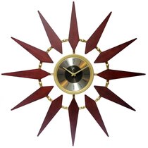 Large 3D Sunburst Metal Oversized Wall Clock Wheat Home Decor