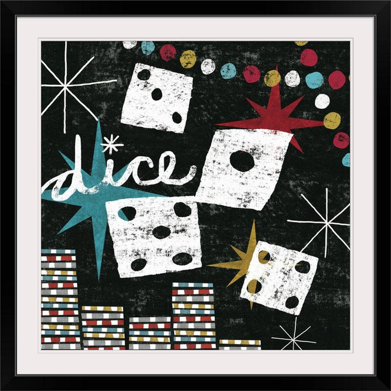 «Brodin Vegas Dice» par Michael Mullan, reproduction d'art, H 38 po x l 38 po x P 1 po, Cadre noir